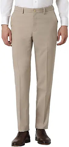 Mens' Regular Fit Poly Blended Checkered Formal Trousers