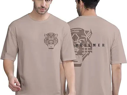 BULLMER Black Trendy Front and Back Printed oversized Round Neck T-shirt for men