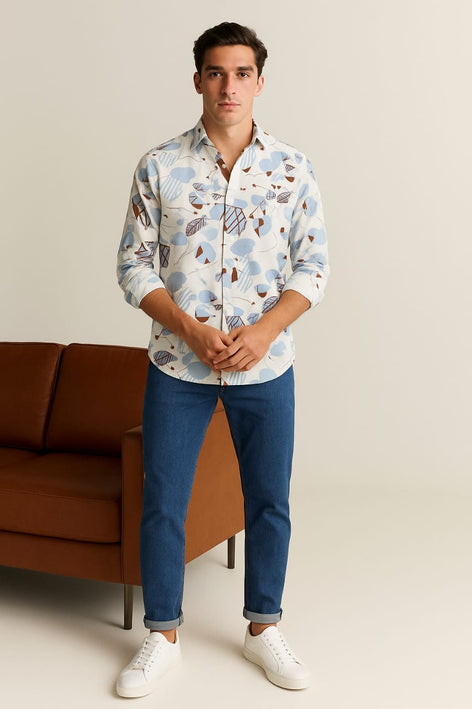 Men's Long Sleeves Printed Shirt|Shirt For Men